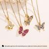 Korean Style Butterfly Pendant Necklace: Women's Colorful Zircon & Copper Jewelry, Non-Fading, Hot Selling Trend.