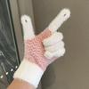 Einfache gestreifte Strickplüschhandschuhe im koreanischen Stil für Damen im Winter Kältefest und warm Vielseitig Outdoor-Radfahren Fingerlos, Touchscreen