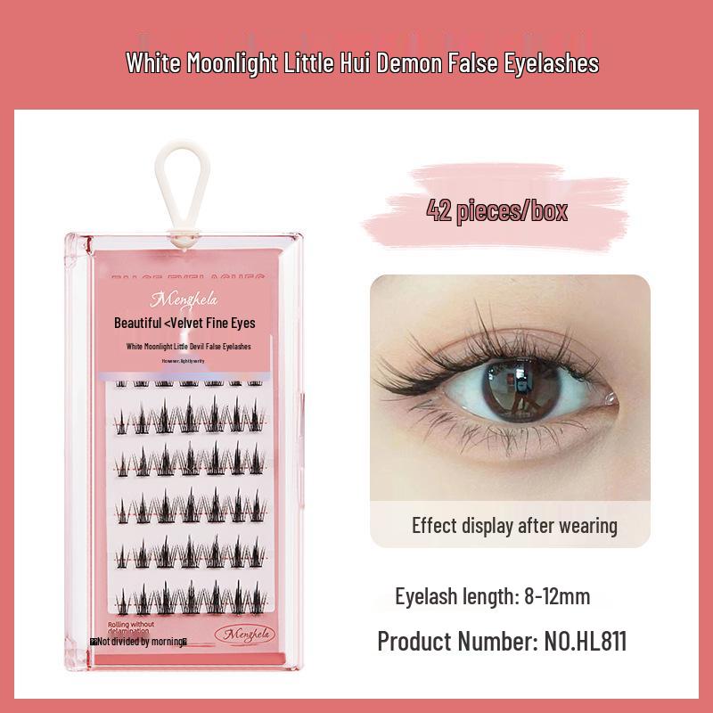 Menghela Big Eye Natural Curled False Lashes - Thin Stem Single Cluster for Lengthening