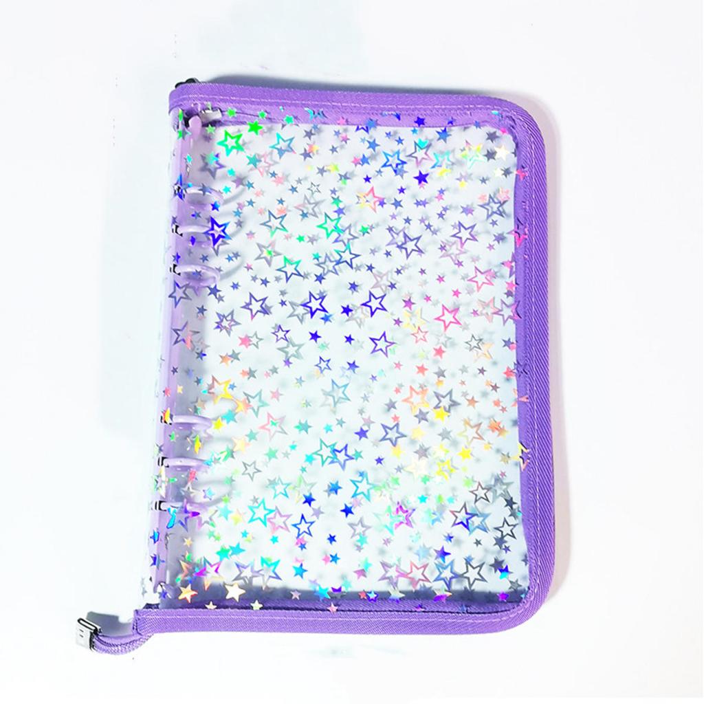 A5 Laser Star Zipper Binder Collect Book Refill Organizer DIY Journal Diary Transparent Kpop Idol Photo Album Kawaii Stationery