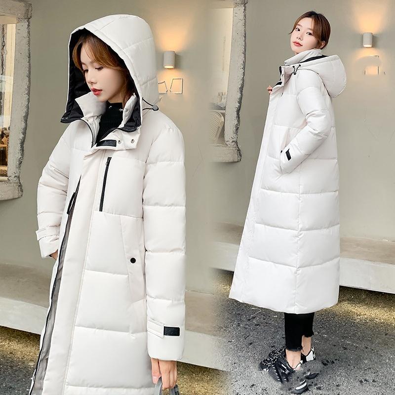 

Thickened and Lengthened Warm Slim-fit Cotton-padded Jacket Women s Hooded Over-the-knee Long Cotton-padded Winter Padded Jacket XXL