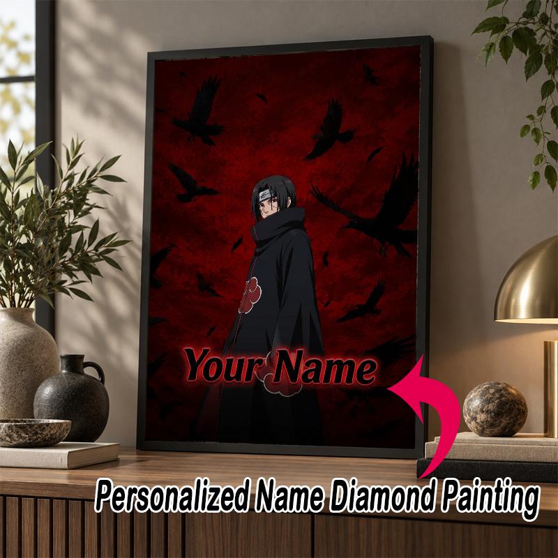 Personalized Itachi Uchiha Diamond Art Custom Name 5D Diamond Painting Full Drill DIY Craft