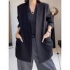 Women Loose Fit No Collar Blazer Spring Jacket Oversized Casual Suit Coat