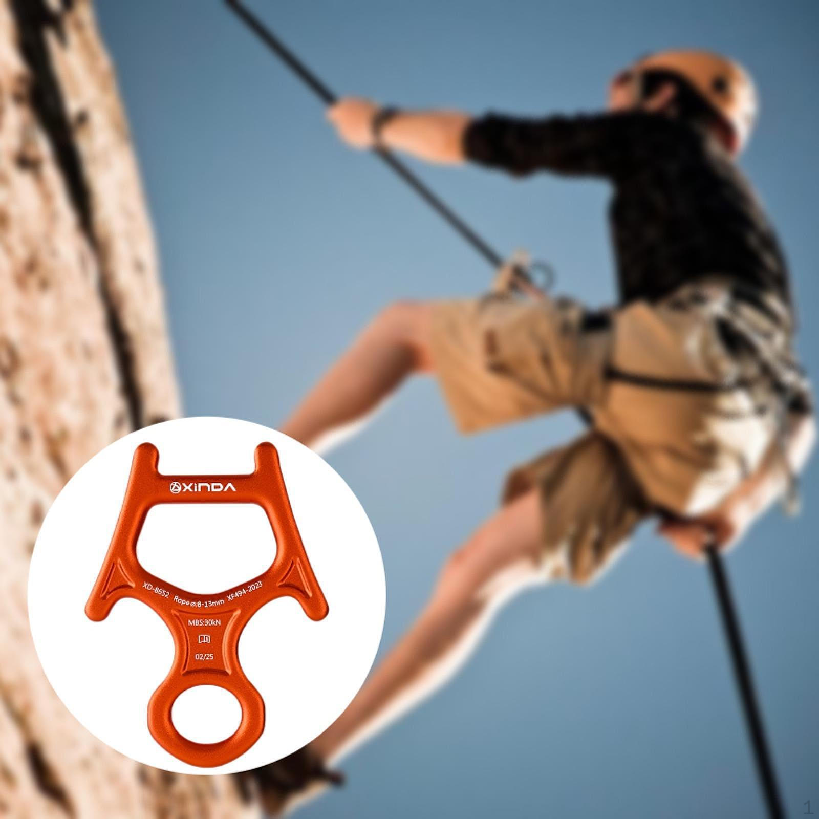 3 кН Восьмерка Спусковое устройство Страховочное устройство Прочное Портативное Страховочное для Высотных Хирургических оранжевый