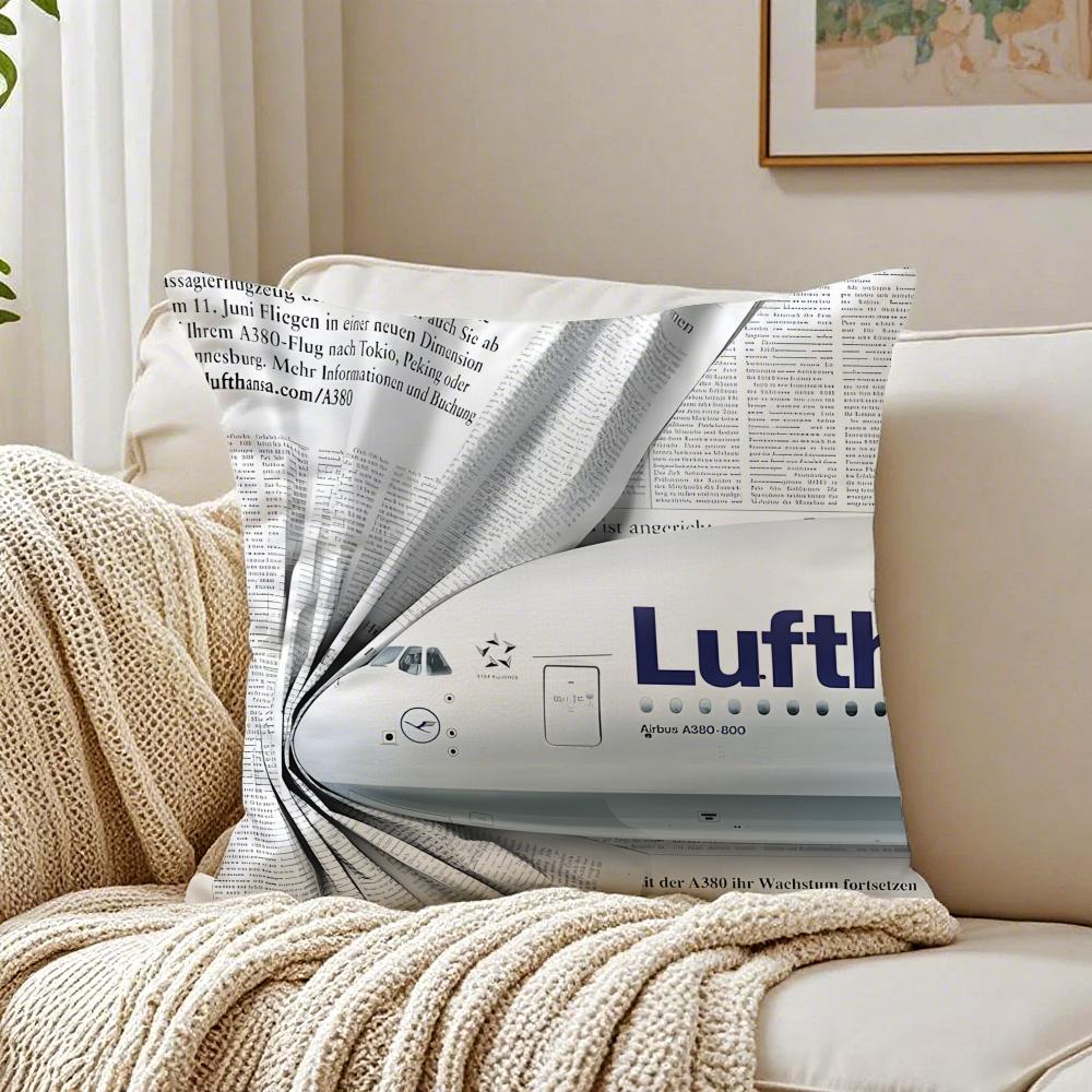 lLufthansa Aviation Themed Cushion Cover Pillowcase Antidustmite Living Room Sofa Decor Cushion Room