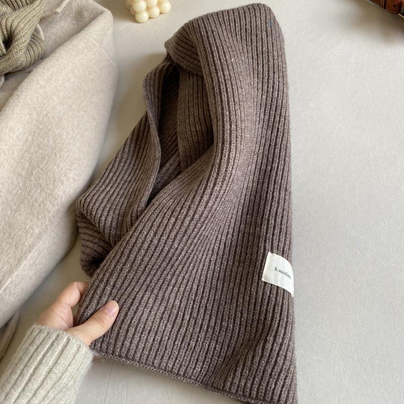 Solid color knitted scarf women's autumn and winter Korean version of student wool versatile warm thickened scarf couple trendy male couple