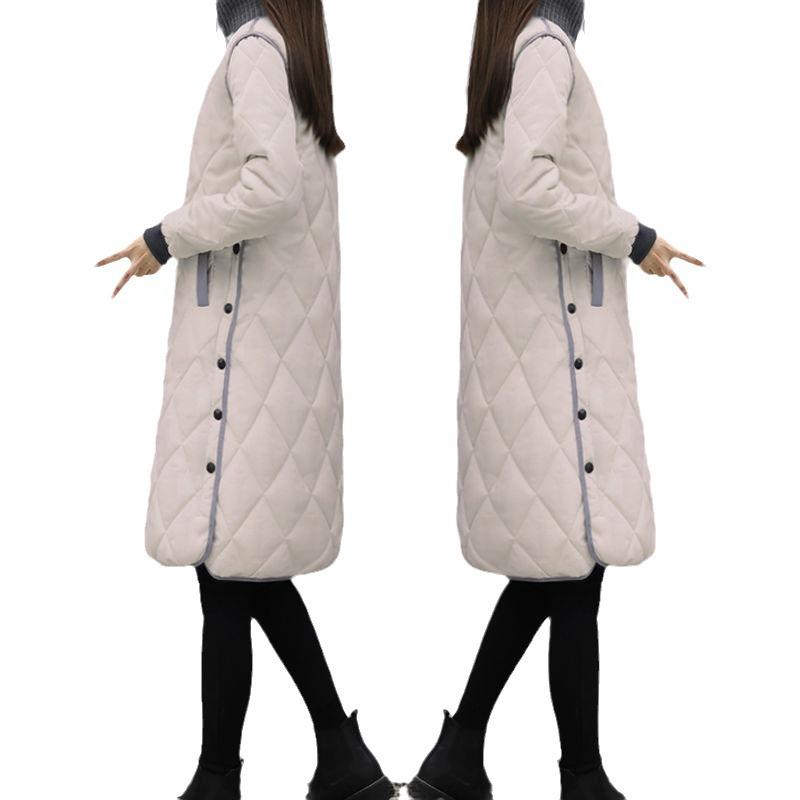 2023 Autumn/Winter Women's Mid-Length Korean Plus Size Lightweight Down Cotton Coat Jacket