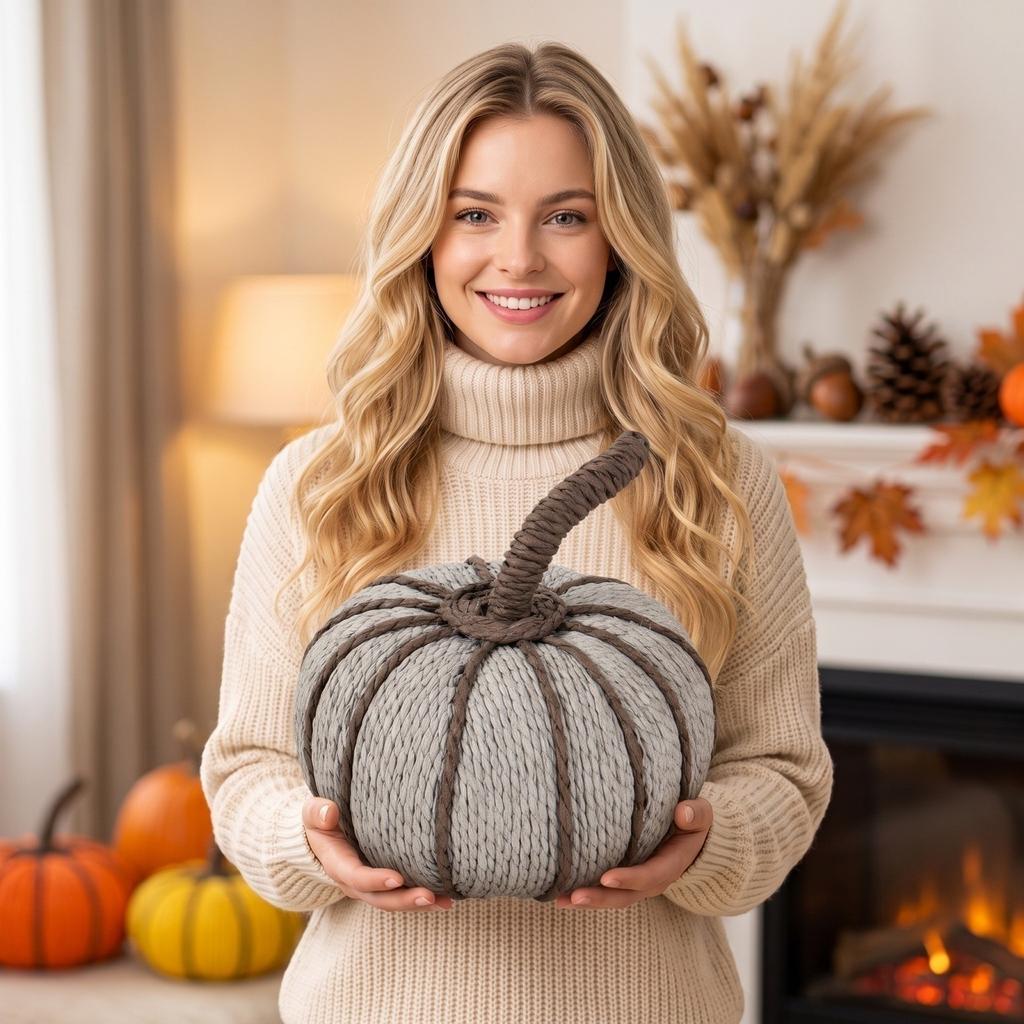 Zestaw Dekoracji Dyniowych na Halloween ze Sztuczną Liną do Sezonowej Dekoracji Domu