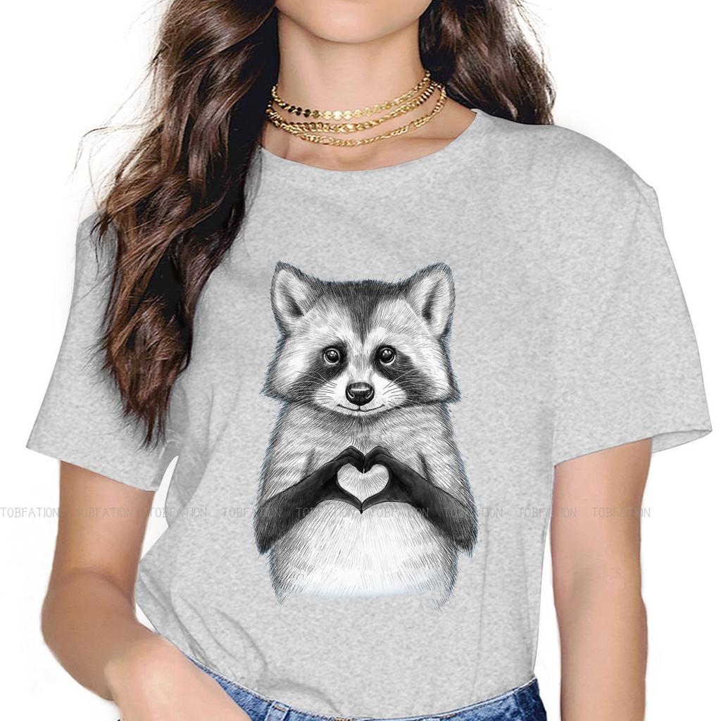 Heart Classic Casual Tshirt Raccoon In North America Cute Creative Streetwear Comfortable T Shirt Unisex Short Sleeve Special