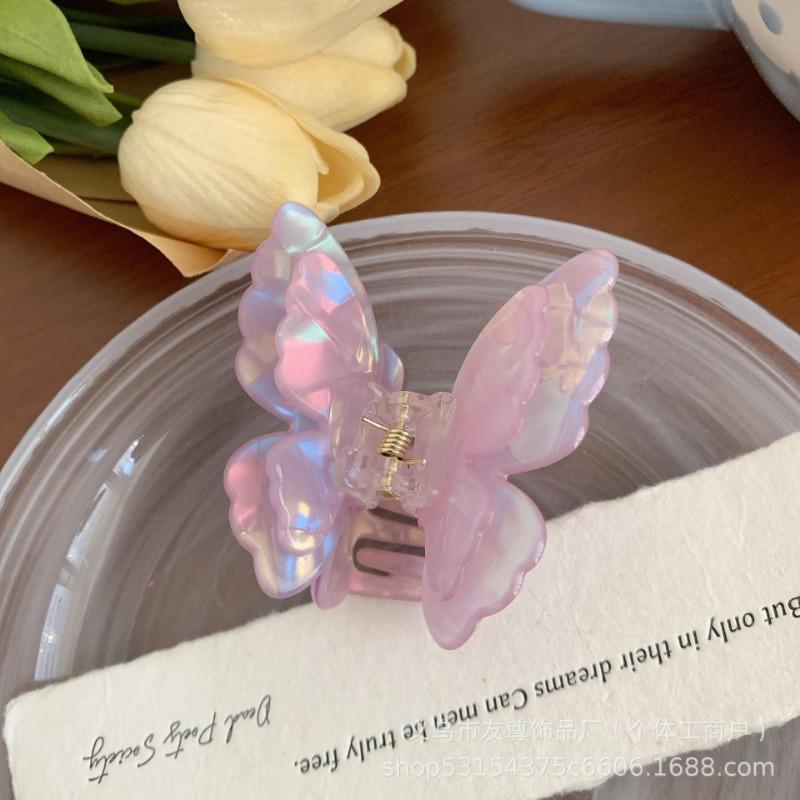 Iridesy Double-layer Butterfly Acetate Hairpin Women's Semi-tied Hair AccessoryShark Clip