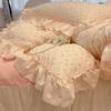 Sweet Flower Printed Bed Skirt Bedding Set Skin Friendly Cotton Nude Sleeping Comforter Set Class-A Twin Single Home Textile