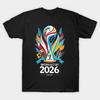 Camiseta Estampada Negra para Hombre Mundial de Fútbol 2026 Torneo de Fútbol 2026 Estampado en Papel de Transferencia Sin Corte Camiseta de Algodón