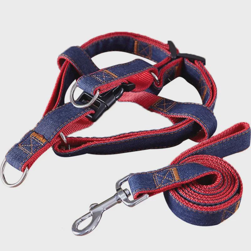 Denim Wear-Resistant Dog Leash & Harness for Small Dogs and Cats