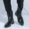 Autumn and Winter Men's High Top Leather Shoes Gentleman Classic Style Fashion Party Outdoor Boots Black Versatile 38-46