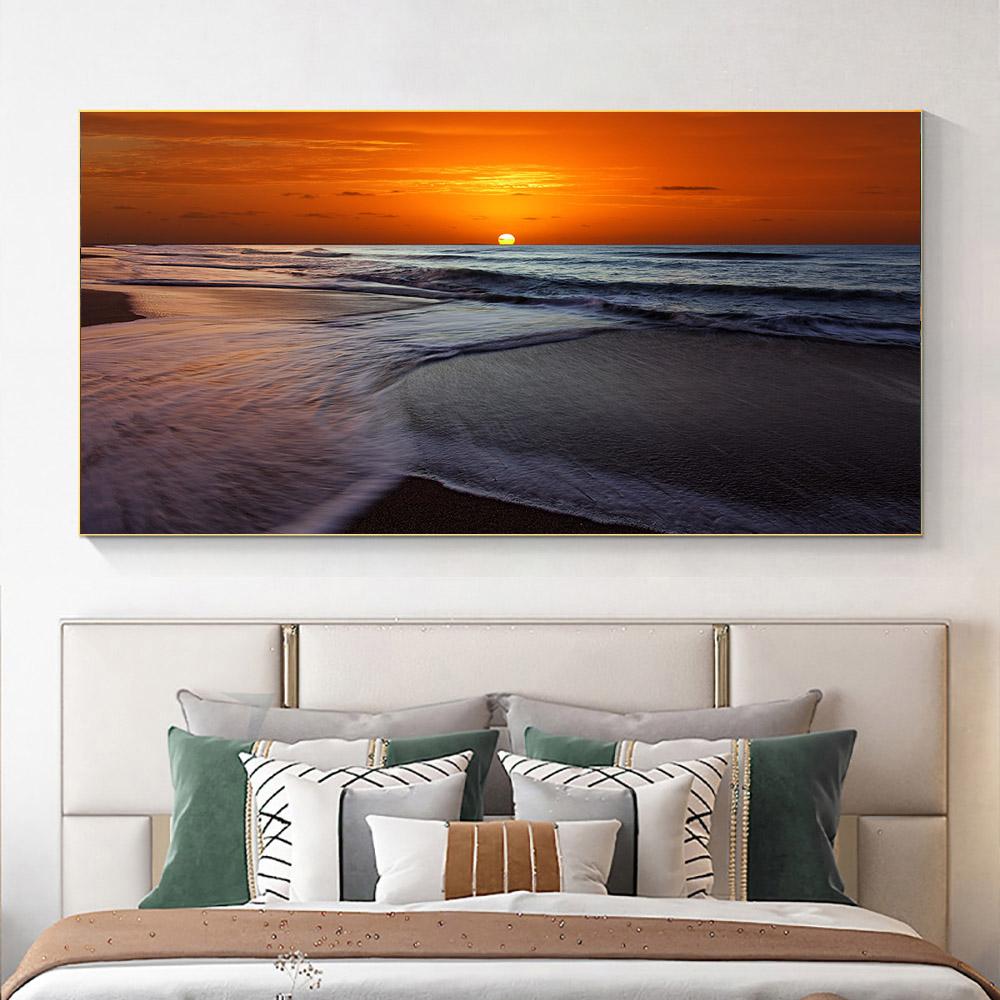 Modern Sea Wave Beach Sunset Landscape Canvas Painting Nature Seascape Posters and Prints Wall Art Pictures Home Decor