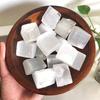 Natural White Selenite Cube Reiki Healing Mineral Specimen Clear Crystal Stone Cube Tumbled Folk Crafts for Home Decoration