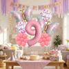 Palloncini Numerici Farfalle Rosa Materiale Foil Palloncini Fiore Happy Birthday 1-9 Palloncini Foil Forniture per Feste di Compleanno