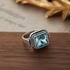 New Niche Retro Trend Geometric Square Carved Floral Geometric Ring Women's Niche Ethnic Style Holiday Accessories Gift