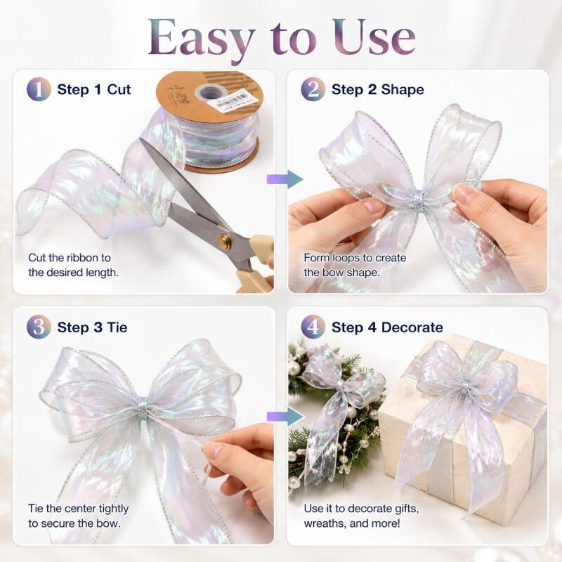 1/2/3/5roll Colorful Fish Tail Yarn Organza Ribbon Packaging Gift Box Hair Accessories Lamp Home Decoration DIY