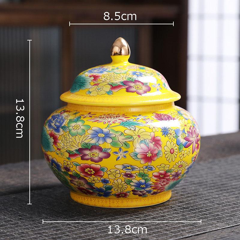 Enamel Color Porcelain Tea Canister Sealed Ceramic General Jar Storage Jars Desk Decoration Tea Cans Candy Pots Tea Caddy