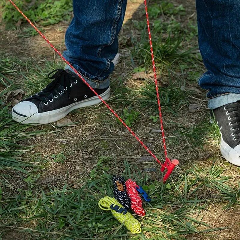 4 Stück Outdoor Abspannleinen Zeltkordeln Reflektierendes Campingseil mit Aluminium Abspannleinenversteller Spannvorrichtung Beutel für Zelt Plane Vordach