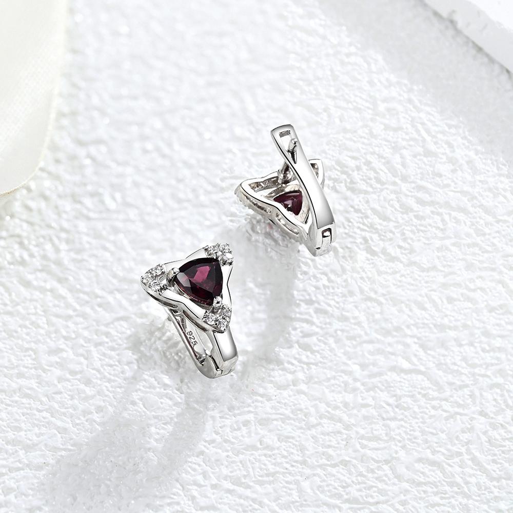 Luxuriöses Set mit Ohrringen und Ringen für Damen, 925er Sterlingsilber, natürlicher Rhodolith-Edelstein, Modeschmuck, Geschenk zur Geburtstagsfeier