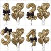 Leopard Print Number Foil Balloon 0-9 with Black Bow Leopard Print Heart-shaped Balloon for Birthday Anniversary Party Decor