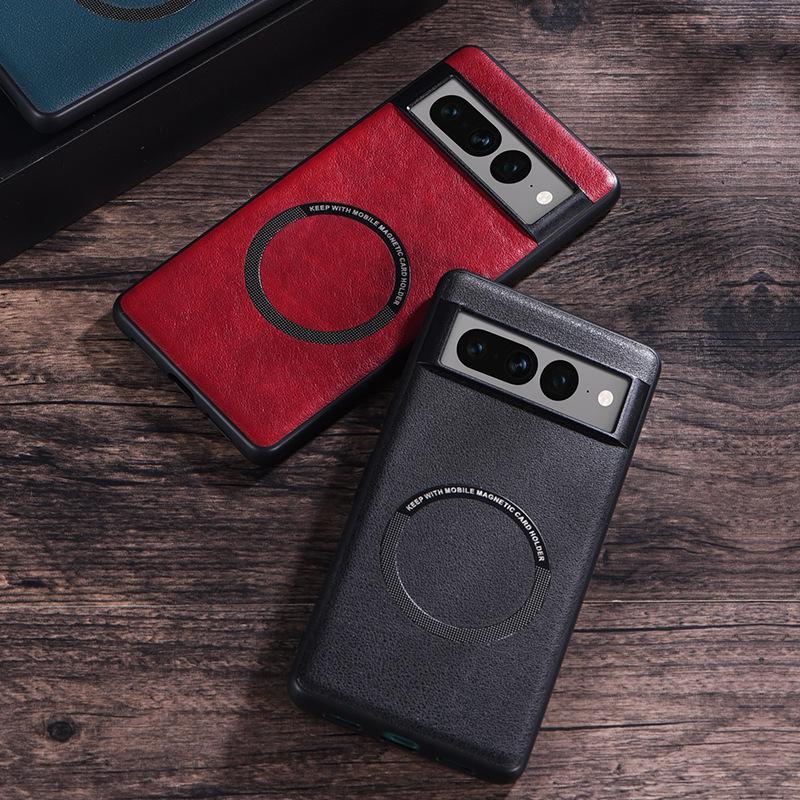 Solid Color Leather Magnetic Case for Google Pixel 9 Pro/6/7/8 - Full Coverage Protective Cover