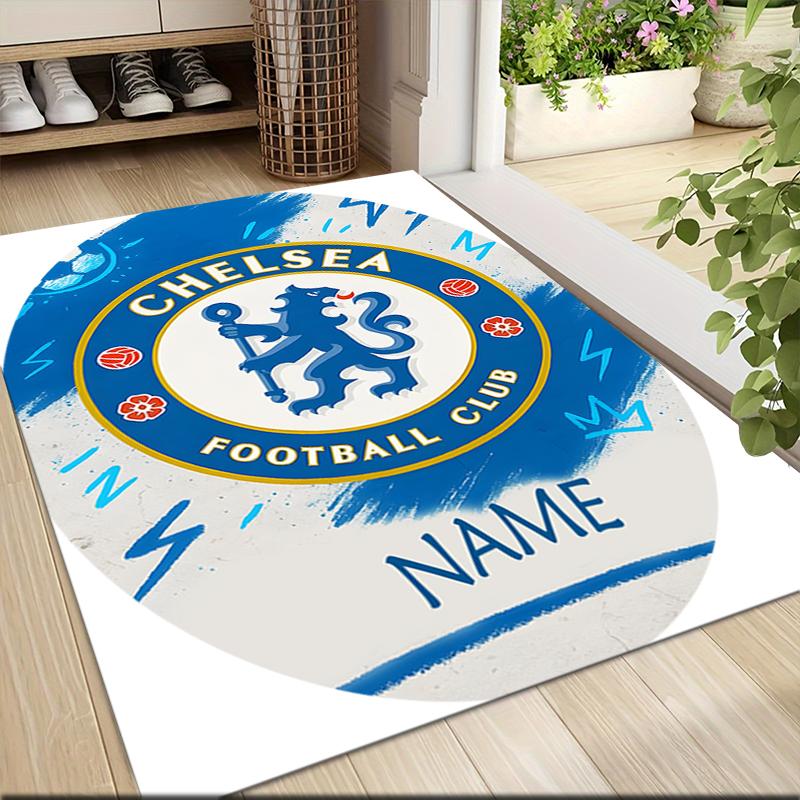 Custom Name Chelsea FC Crest Carpet Rug Customizable Soft Washable Anti-Slip Home Living Room Sofa Mats Personalized Rug. 0909218