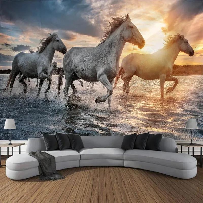 

Животное Лошадь Бегущий Фон Гобелен Спальня Гостиная Гобелен Домашнее Настенное Украшение Гобелен 230x180cm