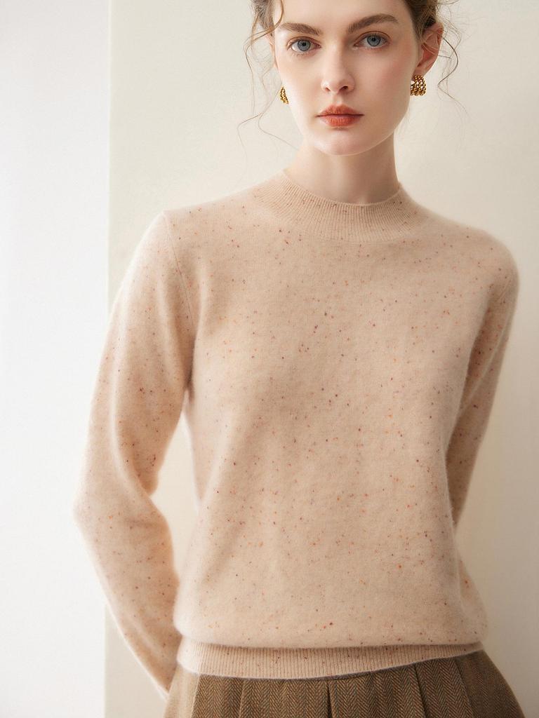 Cashmere Women's Knit Half-High Collar Pullover Sweater - Autumn/Winter, Loose, Slimming, Versatile Top