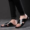 Men Black Leather Slippers Simple Flats Summer Brown Outdoor Roman Sandals Outdoor Beach Shoes for Father Over Sized