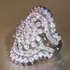 Huitan Flower Design Wedding Rings for Women Gorgeous AA Cubic Zirconia Crystal Rings Anniversary Party Temperament Lady