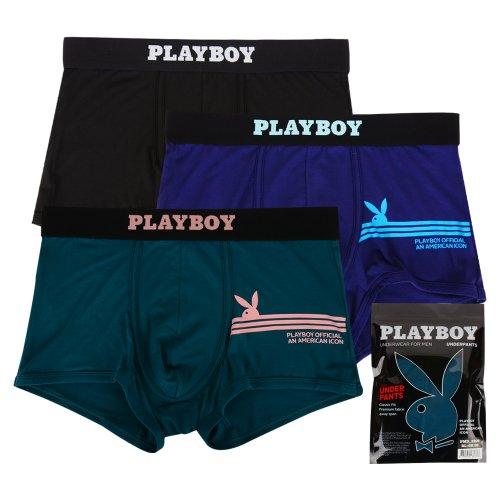 

[Playboy] Мужские плавки в полоску с кроликом из вискозы PMD2106 [Отправка из Кореи] 100% Оригинал Black - 95