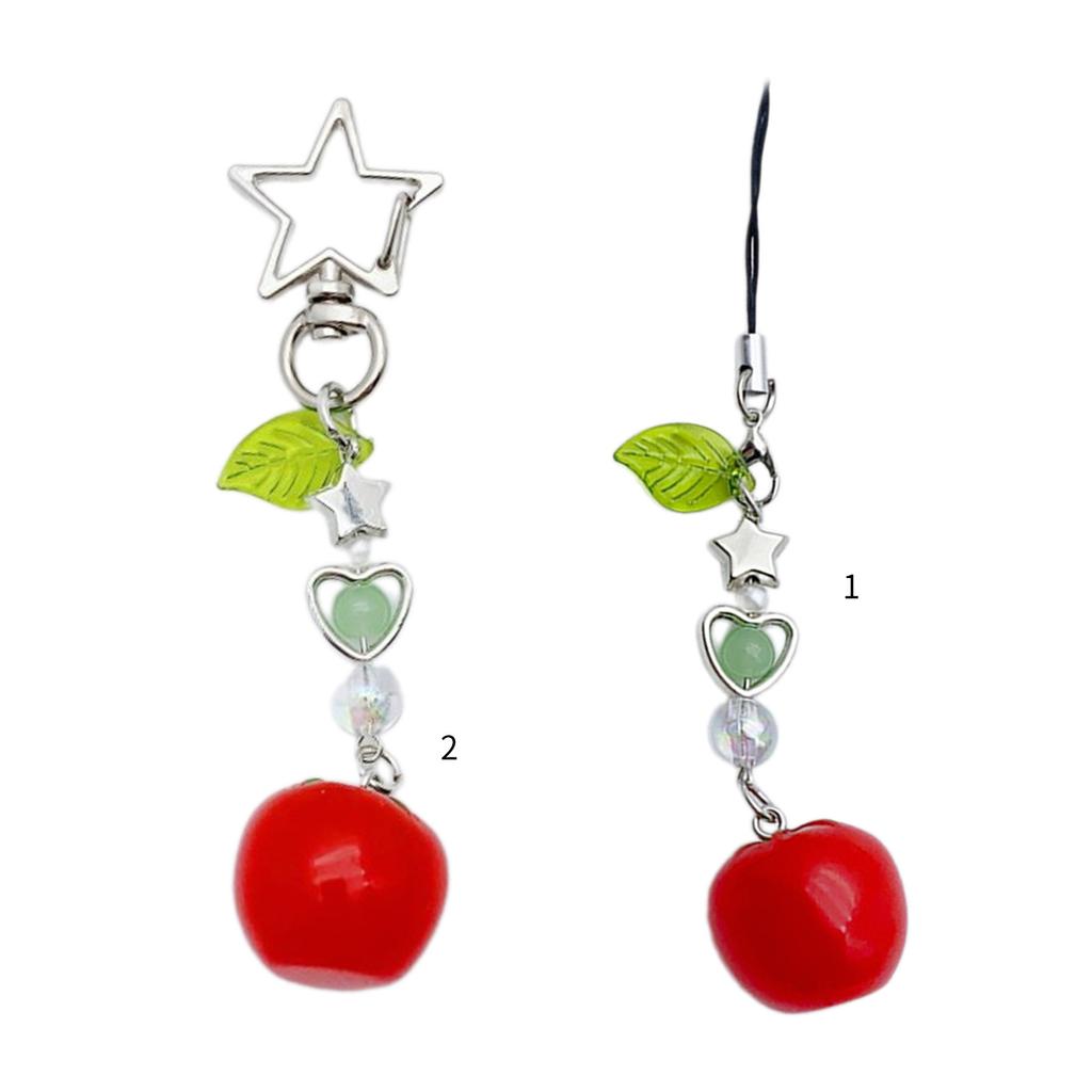 Fashion Mini Tomato Star Bead Pendant Phone Straps Lanyard Pocket Keychain Strap Backpack Charm Car Key Decoration Chain