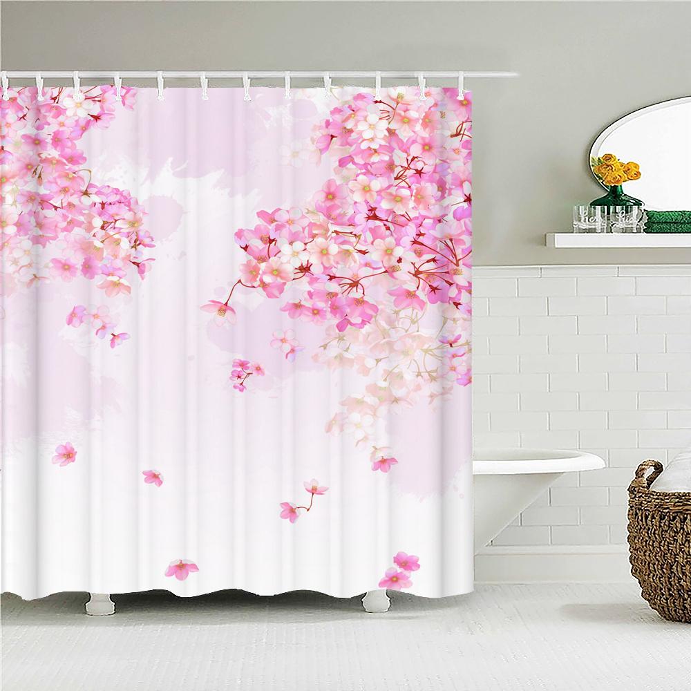 Japonské mořské vlny Koi Sprej Látka Sprchový závěs Koupelnové závěsy Květy švestek Krajina s horou Fudži Zástěna do koupelny Háčky Polyester Perfektní pro
