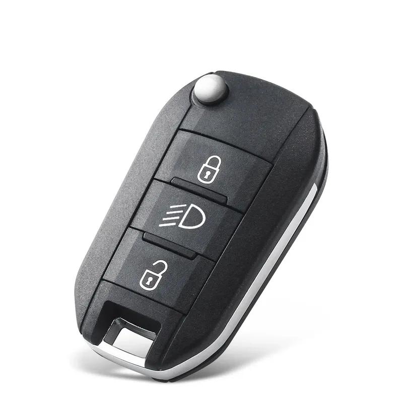 KEYYOU Gusci Guscio Chiave Auto Telecomando Pieghevole a 3 Pulsanti Per Citroen Aircross C3 C4 Per Peugeot 308 208 508 3008 5008 VA2/HU83