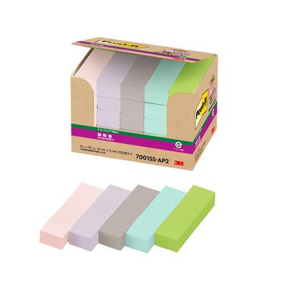 3M Post-it Notes, Super Sticky, Thin, Small, Recycled Paper, Pastel Colors, 50 X 15mm, 90 Sheets X 25 Pads, 7001SS-AP2, Eco Mark Certified Product,