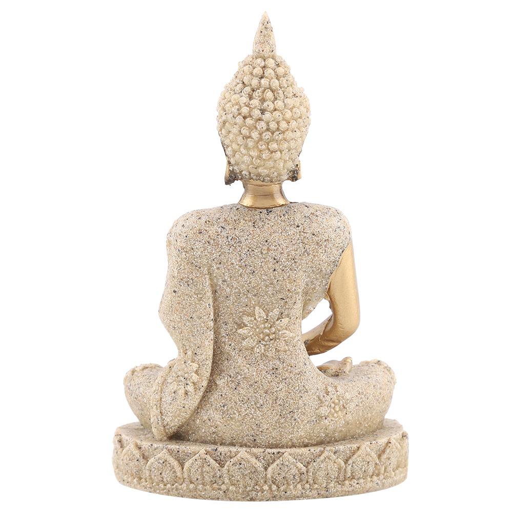Meditating Seated Buddha Statue Carving Figurine Craft for Home Decoration Ornament (Gold)