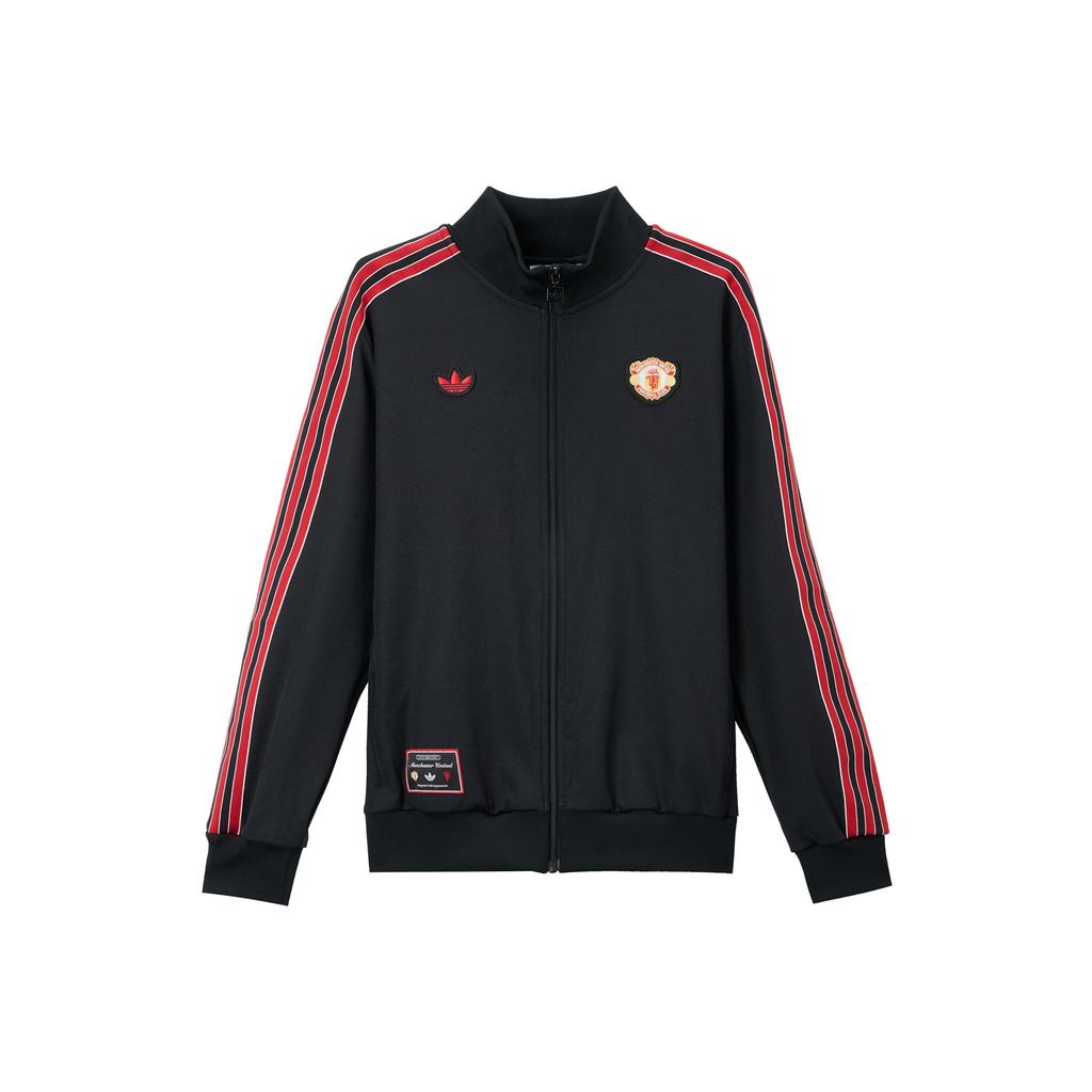 adidas Originals Manchester Weiche Bequeme Jacke mit Reißverschlusskragen Langarm Herrenjacke Schwarz JF0358
