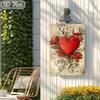 Metal Wall Art Sign, Vintage Heart Rustic Flower Decor for Living Room