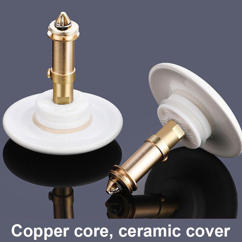 White Push-Type Sink Drain Stopper - Ceramic Anti-Rust Core Hair Filter Universal Bathroom Basin Plug Leakproof Silicone Ring