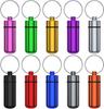 Small Portable Pill Case with Keychain(10 Pack), Urekt Waterproof Aluminum Pill Organizer Metal Mini Box Pocket Drug Storage Container for Outdoor