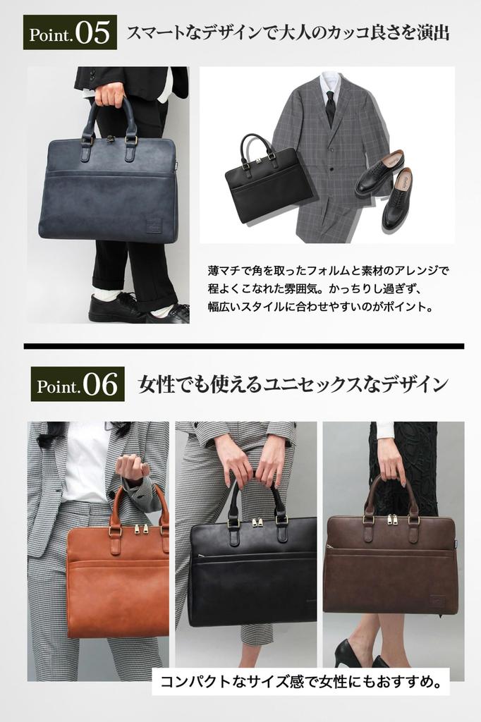 [Register] Briefcase Business Bag, A4 Size, Slim, Men's and Women's, Saffiano Smooth, Black and Brown, 569 Black