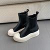 Soft cowhide~ Leather thick-soled Chelsea short boots for women's autumn and winter new one-pedal cigarette holder Martin boots Skinny boots