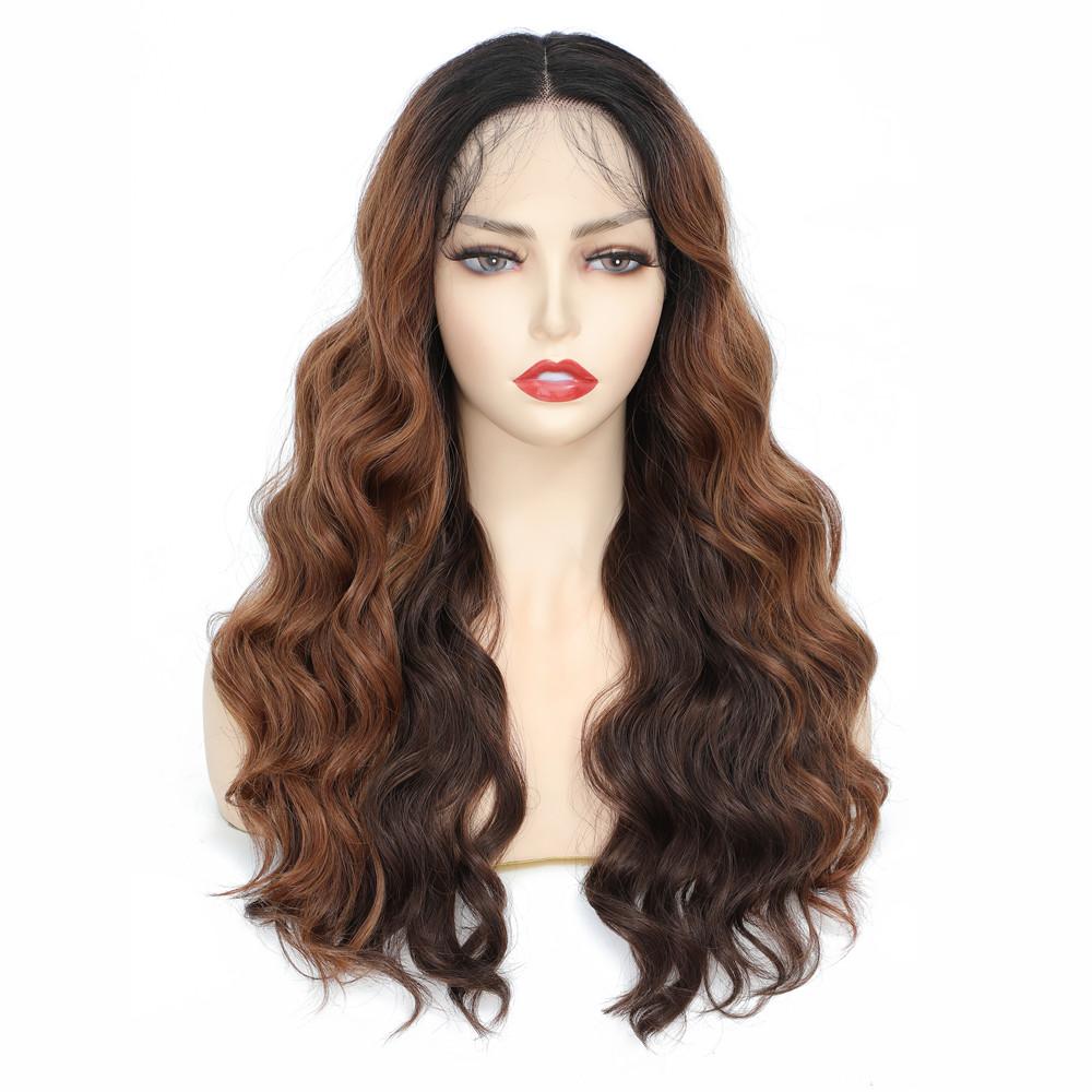 X-TRESS Synthetic Lace Front Wigs For Black Women Loose Wave Middle Part Transparent Swiss Lace Soft Natural Brown Wavy Hair Wig