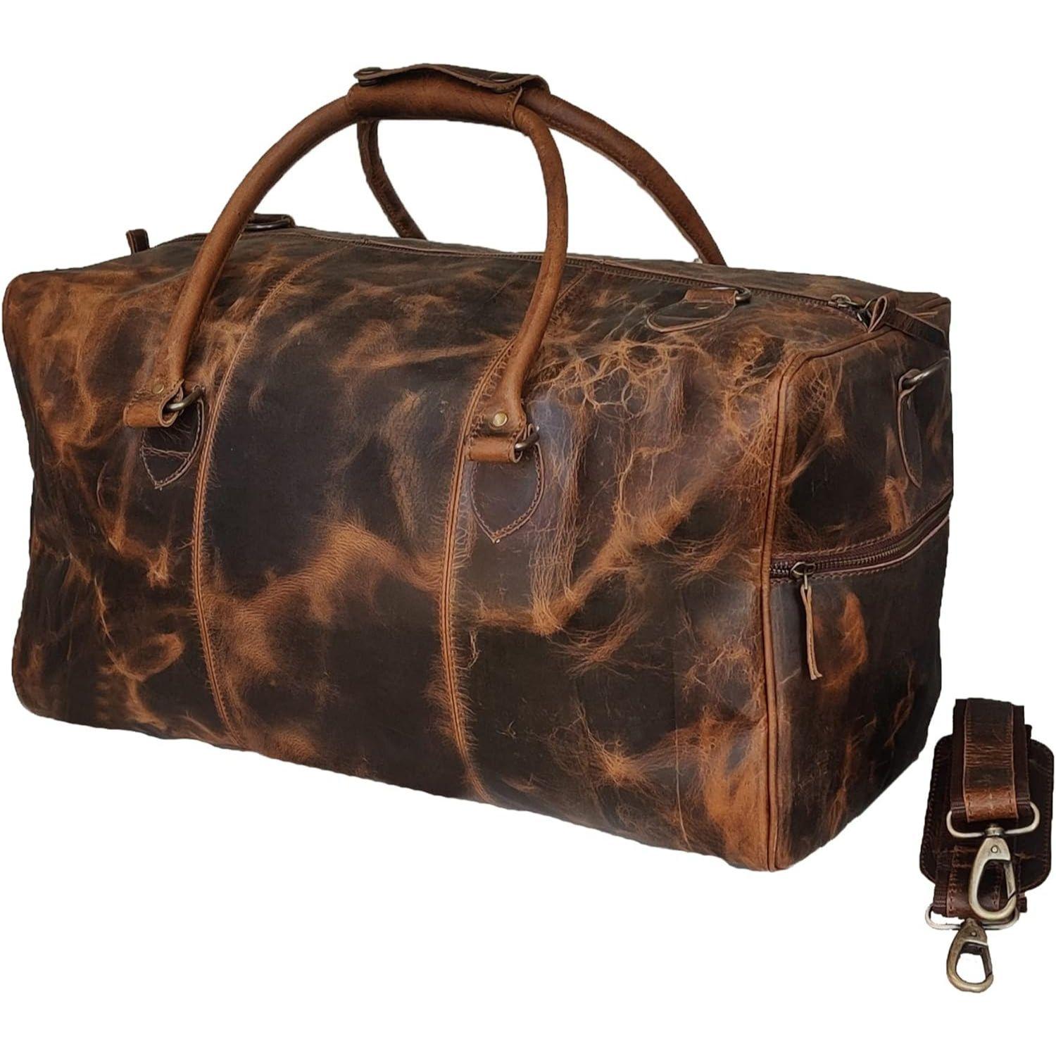 

20-дюймовая дорожная спортивная сумка из натуральной кожи для занятий спортом на выходных в подарок 20 x 10 x 11 in коричневый