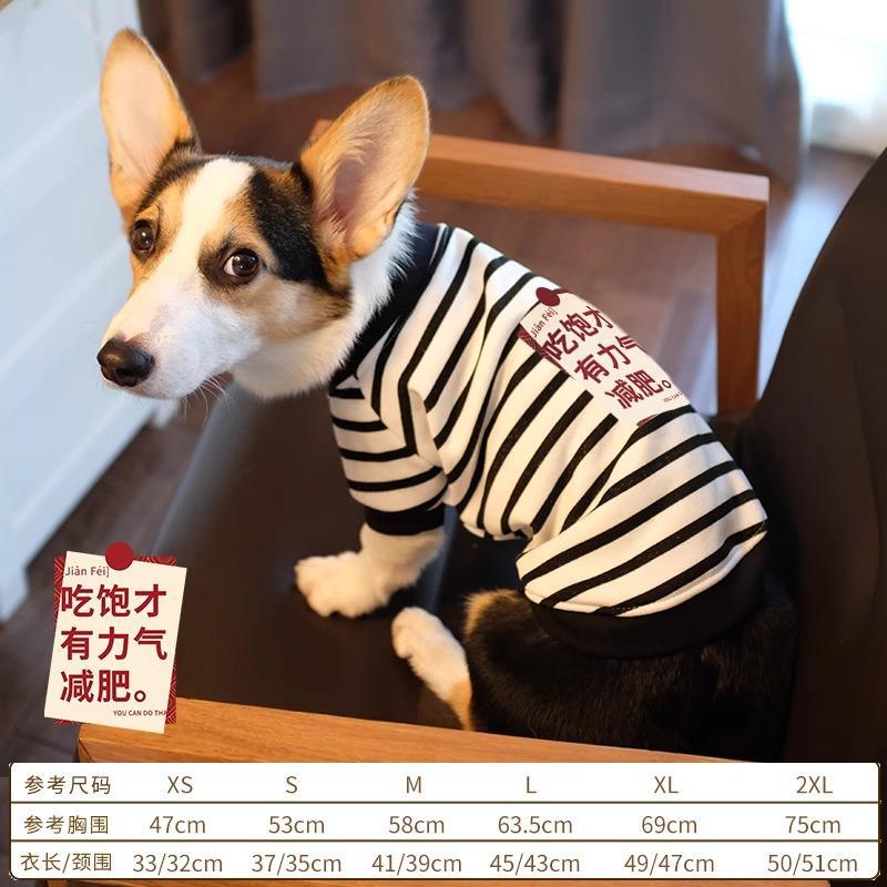 Pet Corgi Dog Clothes Spring and Autumn Clothing Anti-hair Loss Teddy Bichon Shiba Inu Small Dog Two-legged Striped Sweater Winter
