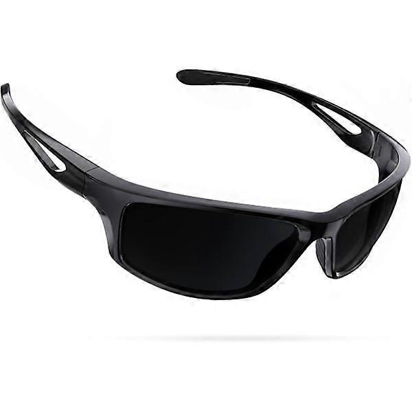 Occhiali da sole sportivi, Occhiali da sole sportivi polarizzati con protezione UV400 e montatura infrangibile in TR90 per Pesca, Guida, Golf, Corsa, Ciclismo, Campeggio Nero