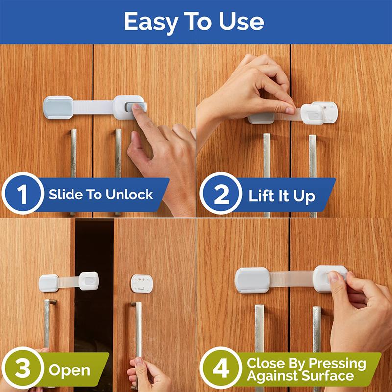 Baby Safety Lock Drawer Child Safety Cabinet Locks Adhesive Cabinet Drawer Door Latches Baby Safe Straps